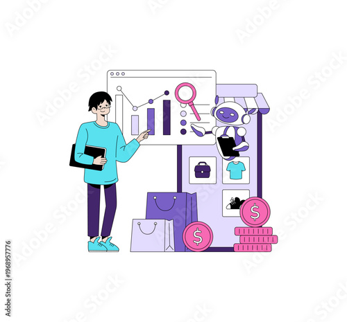 Analyzing E-commerce Trends in Vector Illustration