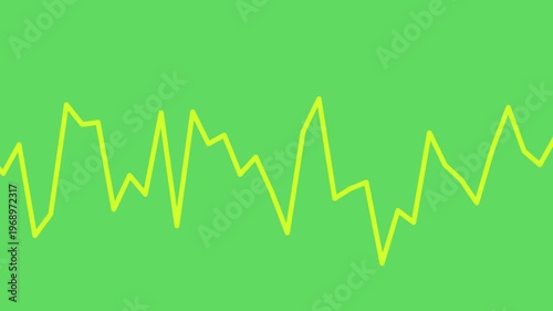 Abstract Yellow Line Waveform Pulsing on Green Background