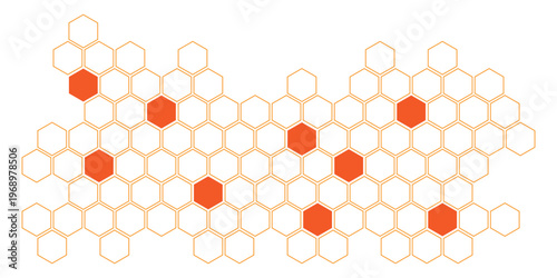 abstract outline orange honeycomb pattern can be used background.