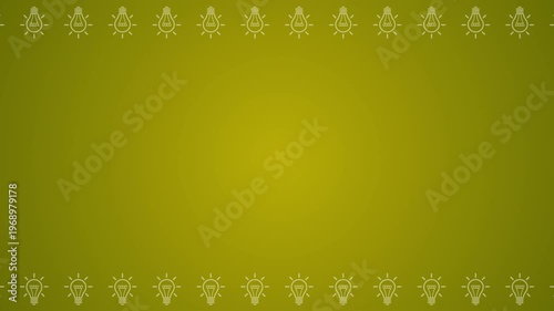 Abstract Golden Light Bulb Pattern Looping Animation on Yellow Gradient Background with copy space