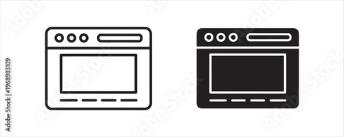 Vector illustration of modern stoves black and white kitchen appliance vector graphics