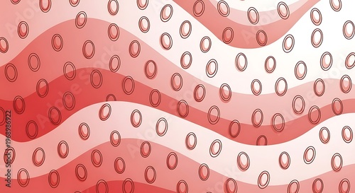 Red wavy lines with oval pattern.