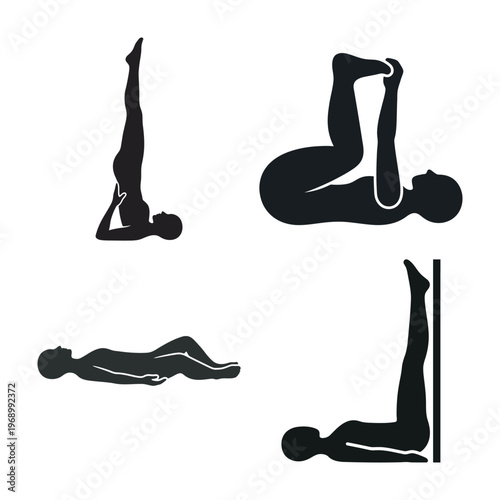 Yoga Poses Silhouette Collection For Wellness And Fitness