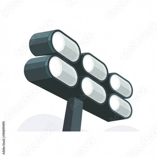 Stadium floodlight vector illustration, sports lighting equipment for night games, outdoor arena illumination