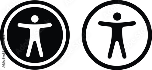 Accessibility icon symbol in white and black versions representing user access and inclusivity on websites and digital platforms.
