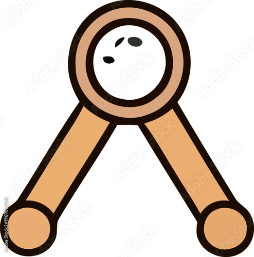 A cartoon orange magnifying glass icon