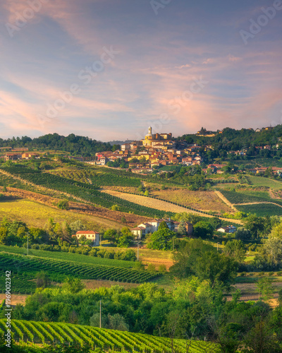 Photos Montegrosso d'Asti Vineyards and Village at Sunset, Piedmont