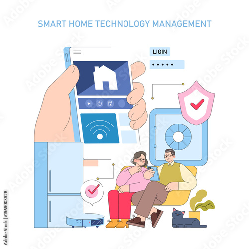 Smart Home Management Control Vector Illustration