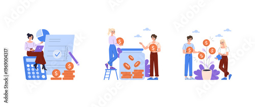 Financial Growth and Investment Planning Vector Illustration