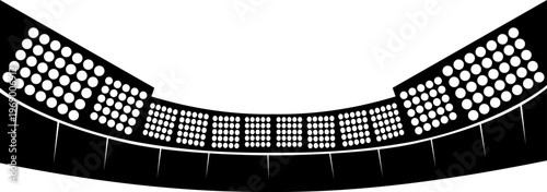 Stadium seating and crowd perspective silhouette, sport arena grandstand architecture, empty stadium seats for event background