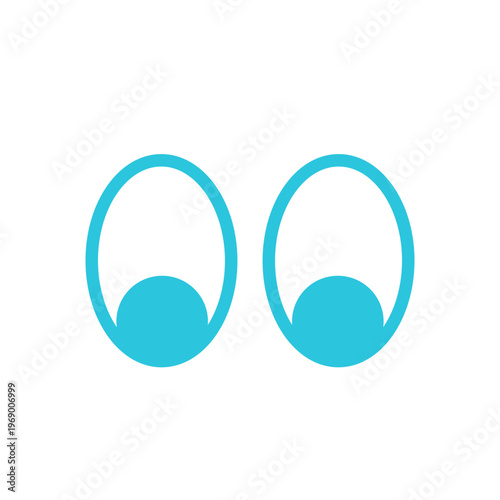 Cartoon Eyes Icon. Blue icon. Isolated on white background.
