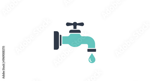 Faucet with single water drop falling.