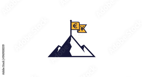Flag on top of mountain peak.