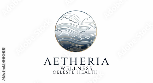 Aetheria Wellness logo with mountains and clouds.