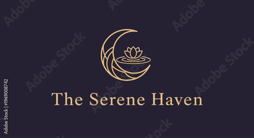 The Serene Haven logo with crescent moon and lotus.