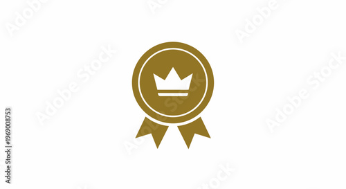 Golden Crown Award Ribbon Icon.