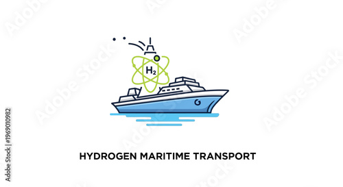Hydrogen powered maritime transport vessel ship.