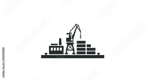 Industrial crane lifting heavy containers.