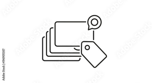 Simple line art label icon.