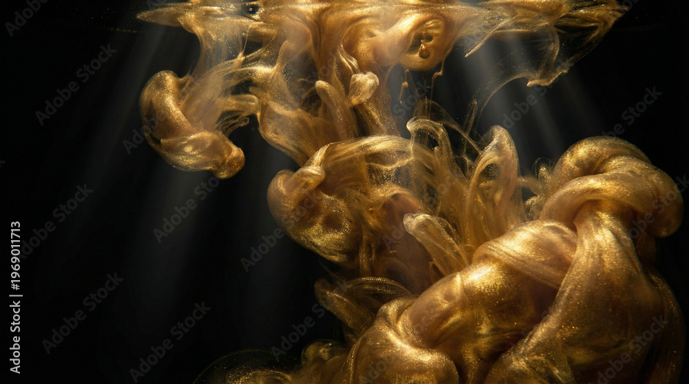 Fototapeta premium A gold colored smoke is floating in the air
