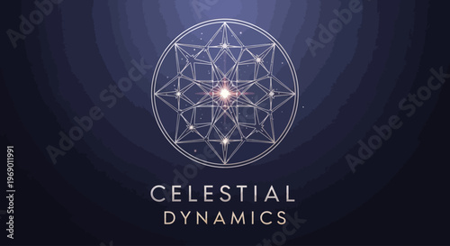 Celestial dynamics logo with geometric design.