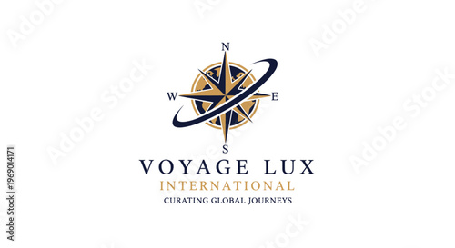 Voyage Lux International travel logo design.