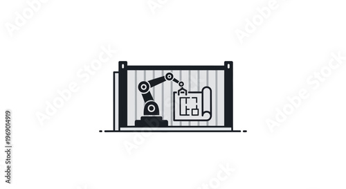 Industrial robotic arm in factory.