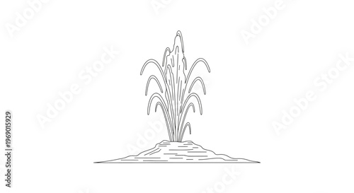 Minimalist outline illustration of a geyser erupting water vector design
