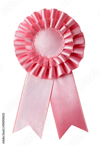 a pink award ribbon with no text isolated on a white background highresolution photograph highquality photography sharp focus studio lighting