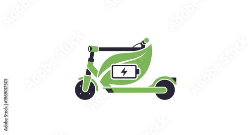 Green Electric Scooter with Battery.