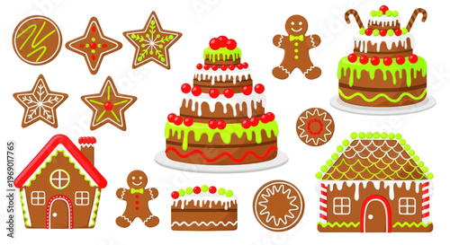 Christmas Gingerbread Cookies and Cakes Collection - Festive Sweet Treats