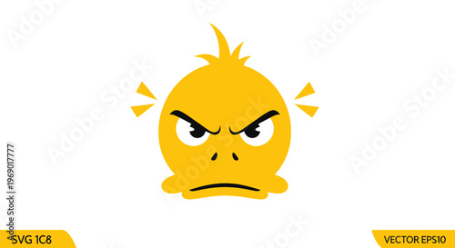 Tableau sur toile Angry Yellow Bird Face Emoji Icon - Frustrated Cartoon Character