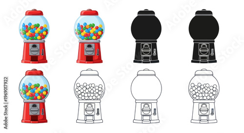 Gumball Machine Collection: Color, Black & White, Outline Variations
