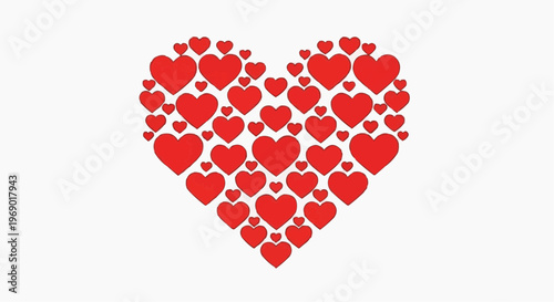 A big heart comprised of many smaller hearts, symbolizing love and affection. A perfect emblem for expressing emotions of the heart.