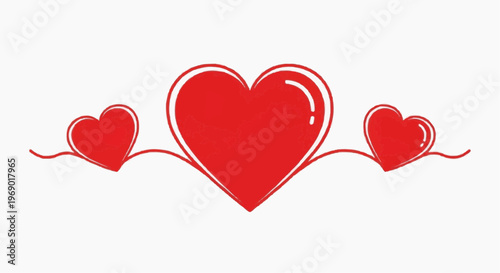 Three red hearts interconnected, symbolizing love and affection