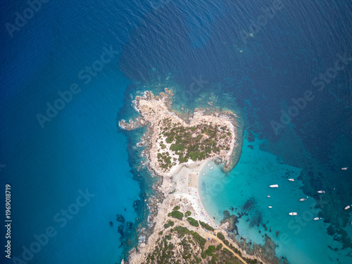 Top down view of Punta Molentis beach Sardinia