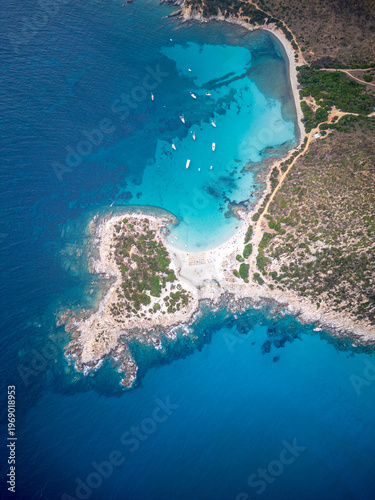 Famous Punta Molentis bay aerial photography
