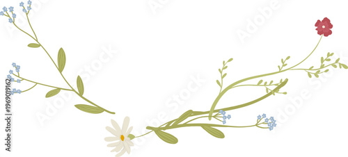 Floral Garland Divider Curve Line Art