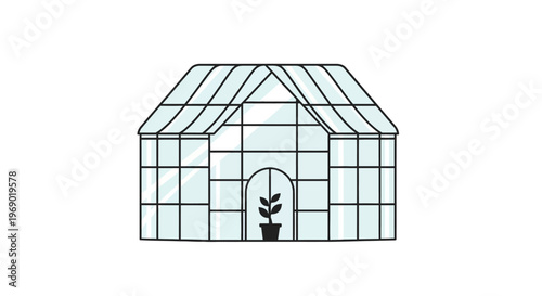 Greenhouse Structure with Plant Inside.
