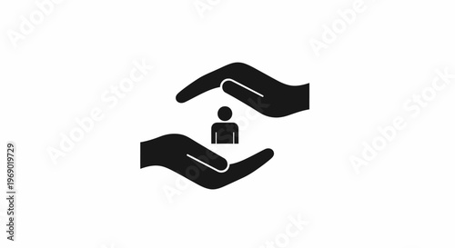 Hands Protecting a Person Silhouette.