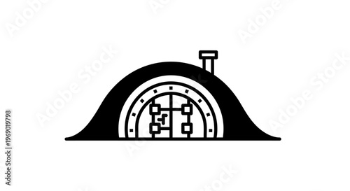 Hobbit house door entrance illustration.