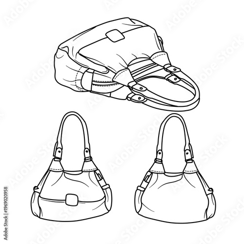 Fashion Handbag Designs Sketch Collection.