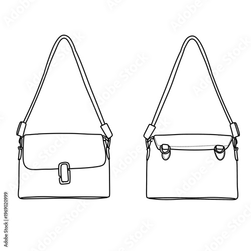 Two Handbag Designs Front and Side Views.
