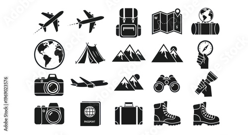 Travelers prepare for adventure with gear and maps in mountains