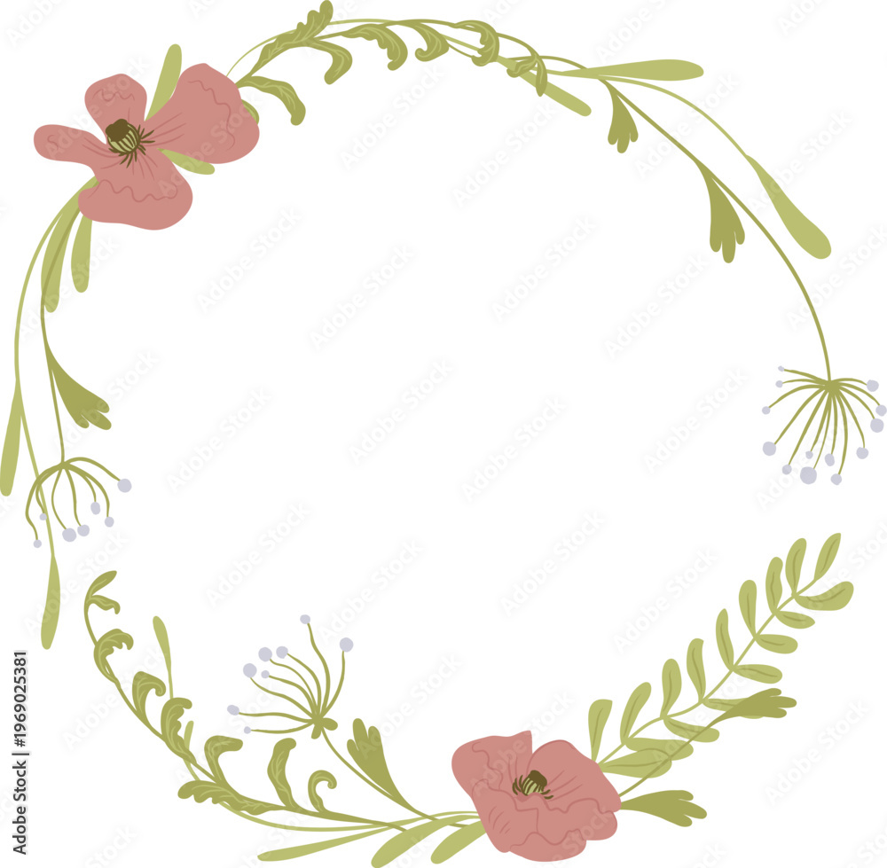 Fototapeta premium Wreath Floral Frame Botanical