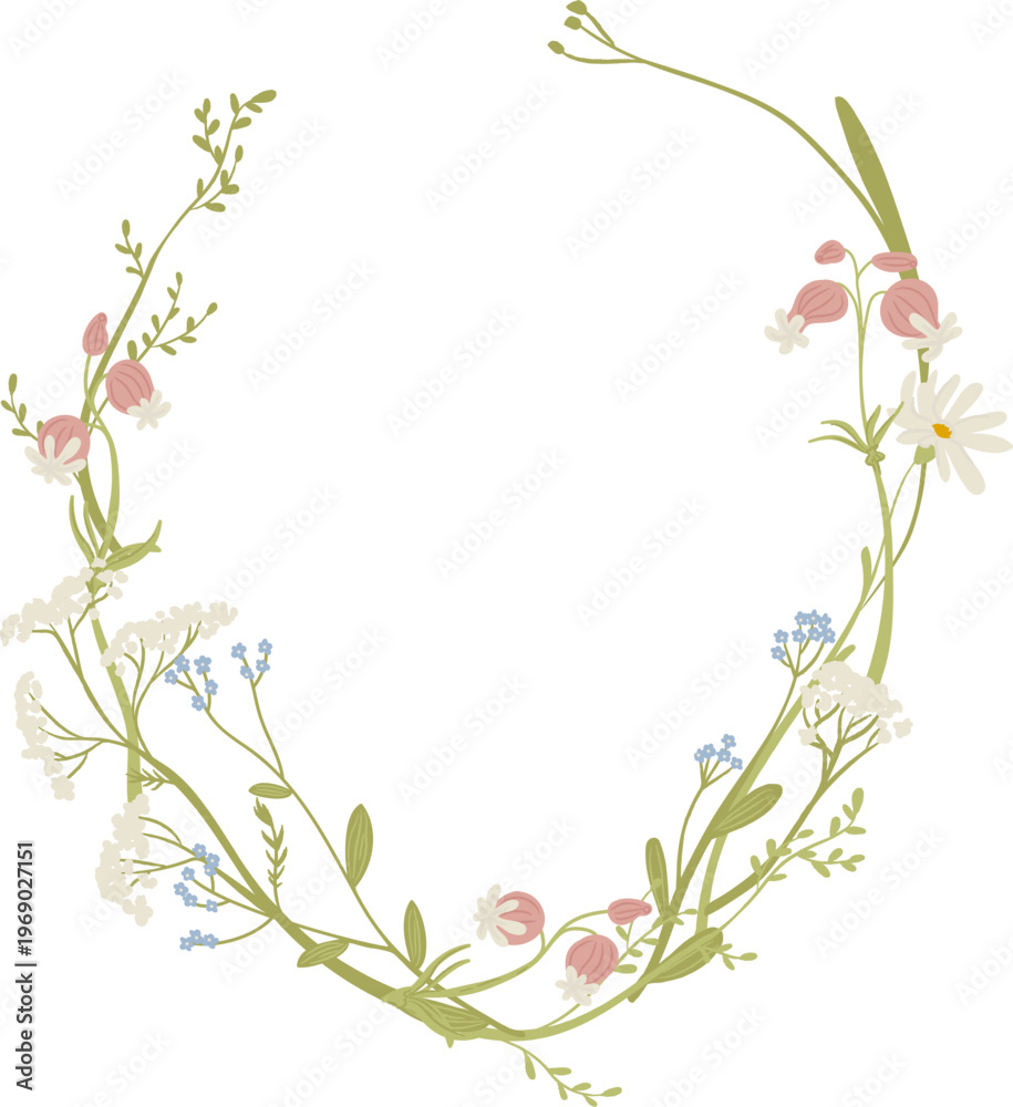 Fototapeta premium Wreath Floral Frame Botanical