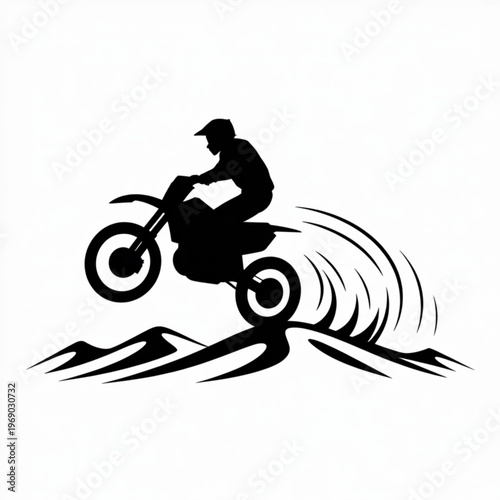 Motorcyclist Riding Bike On Mountain Trail For Adventure Sports Concepts