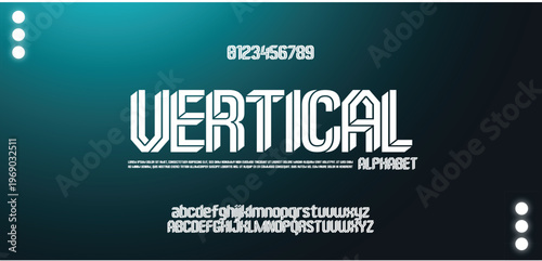 VERTICAL Abstract minimal modern alphabet fonts. Typography technology electronic digital music future creative font. vector illustration