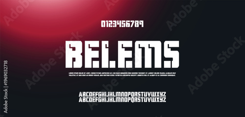 RELEMS Modern abstract digital tech font. Logo creative font, type, technology, movie, digital, music, movie. Font and illustration in vector format.