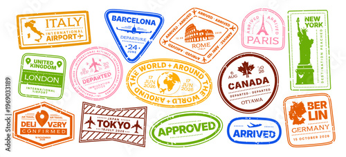 Passport Stamps Travel Set Vintage